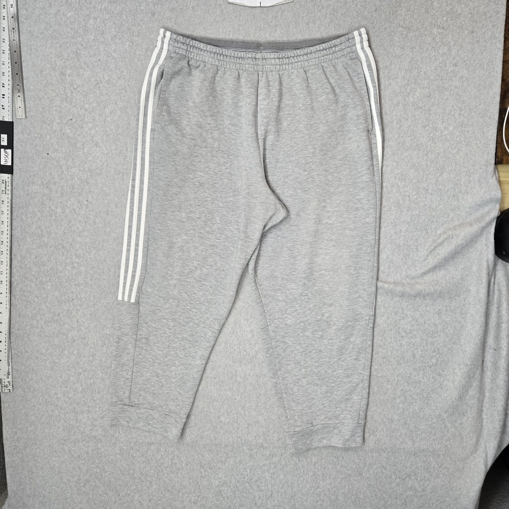 Adidas Men Activewear Pants 2XL Gray Sweatpants Stripe 21" Inseam